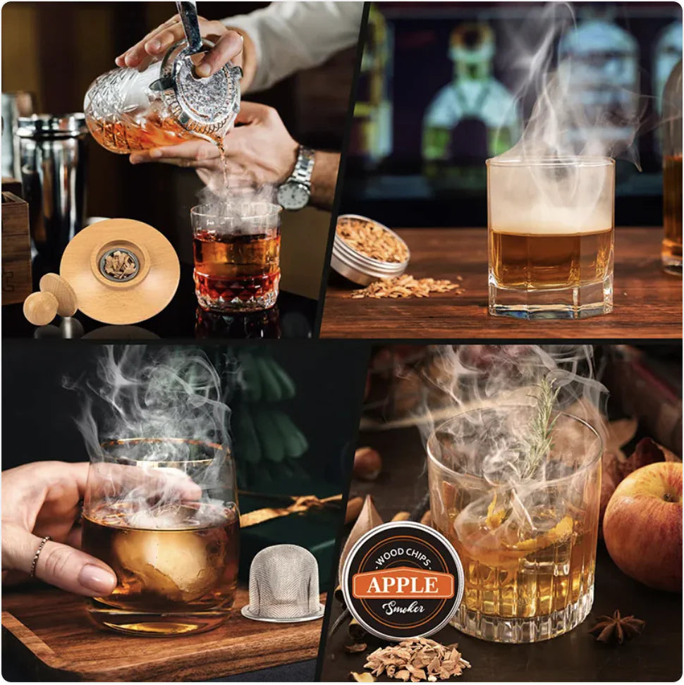 Cocktail-Ufo-Smoker-Set aus Holz