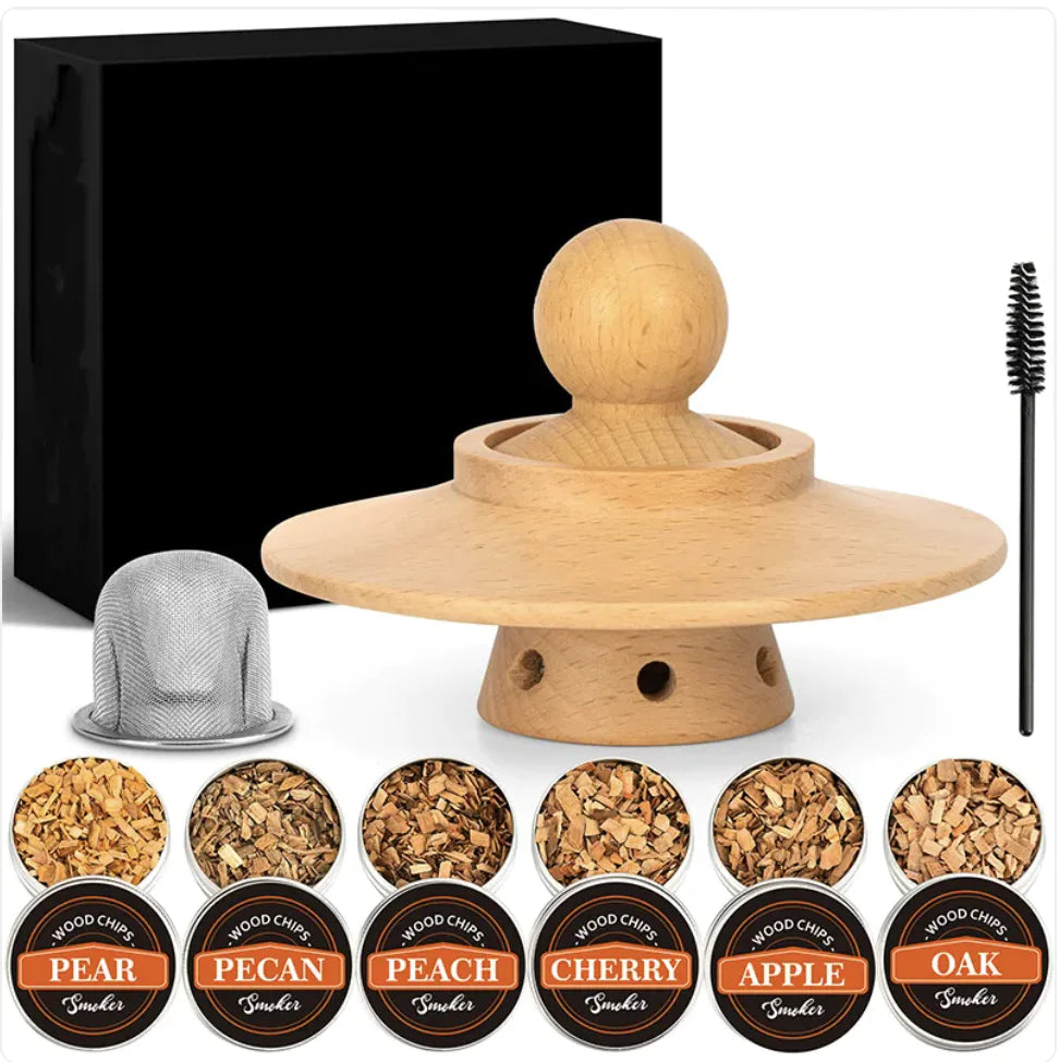Cocktail-Ufo-Smoker-Set aus Holz